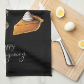 Retro Happy Thanksgiving Herfst Pumpkin Pie Theedoek (Quarter Fold)