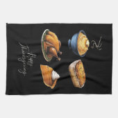 Retro Happy Thanksgiving Herfst Pumpkin Pie Theedoek (Horizontaal)