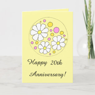 Retro Happy twintigste Jubileum van Daisy Flowers Kaart