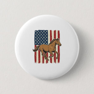 Retro hardloop paard patriottische vlag shirt ontw ronde button 5,7 cm