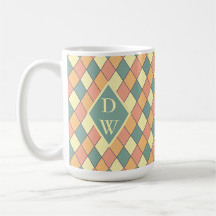 Retro Harlequin Diamond Monogram Drinkware Koffiemok