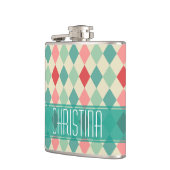 Retro Harlequin Geometric Pattern Gepersonaliseerd Heupfles (Links)