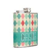 Retro Harlequin Geometric Pattern Gepersonaliseerd Heupfles (Rechts)