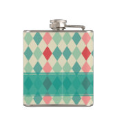 Retro Harlequin Geometric Pattern Gepersonaliseerd Heupfles (Achterkant)