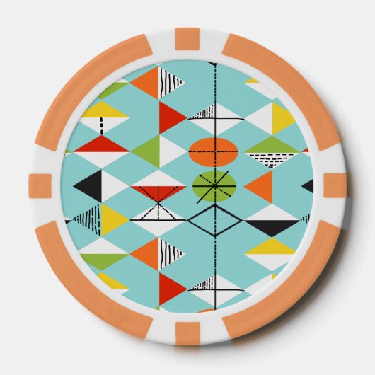 Retro Harlequin Patroon Poker Chips (Voorkant)