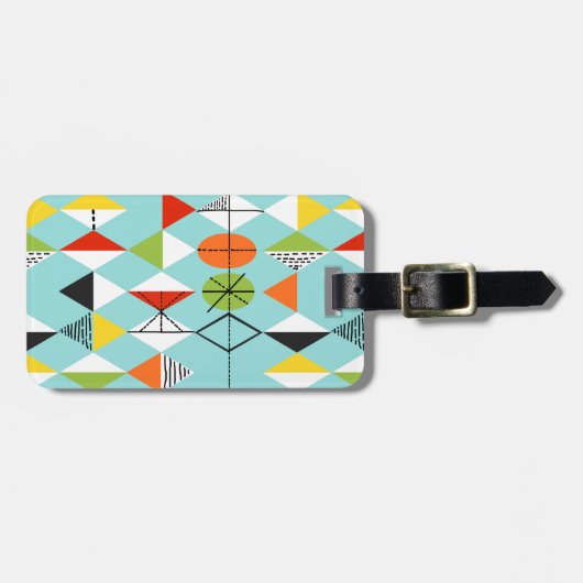 Retro Harlequin Pattern Bagagelabel (Voorkant horizontaal)