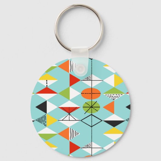 Retro Harlequin Pattern Button Sleutelhanger (Voorkant)
