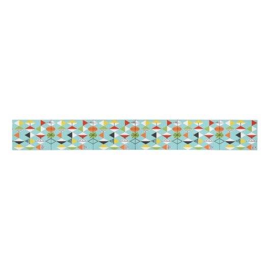 Retro Harlequin Pattern Grosgrain Ribbon Grosgrain Lint (Voorkant)