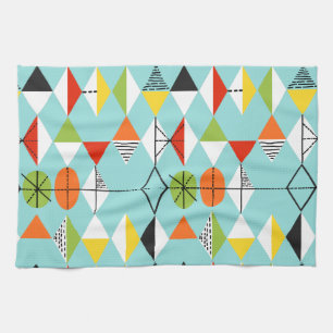 Retro Harlequin Pattern Kitchen Towel Theedoek