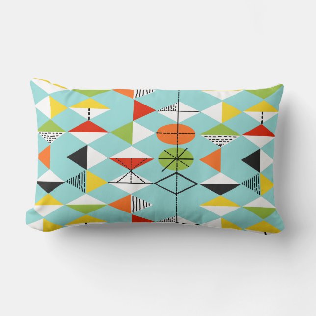 Retro Harlequin Pattern Lumbar Pillow Kussen (Voorkant)
