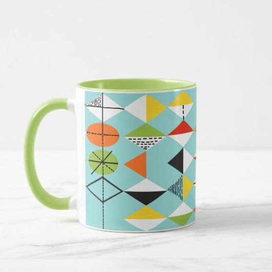 Retro Harlequin Pattern Ringer Mok (Links)