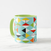 Retro Harlequin Pattern Ringer Mok (Voorkant links)