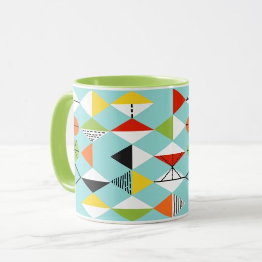 Retro Harlequin Pattern Ringer Mok (Voorkant links)