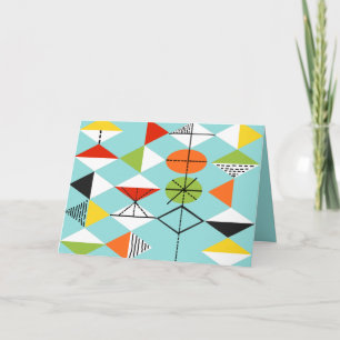 Retro Harlequin Pattern Wenskaart Kaart