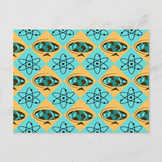 Retro Harlequin Wereldbol Trotter Briefkaart (Voorkant)