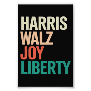 Retro Harris Waltz 2024 Harris Walz Joy Liberty Foto Afdruk