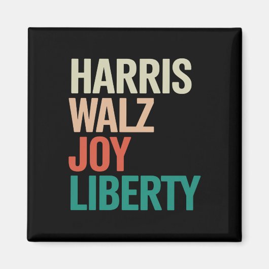 Retro Harris Waltz 2024 Harris Walz Joy Liberty Magneet (Voorkant)