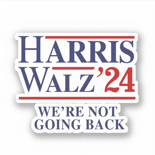 Retro Harris Walz '24 - We gaan niet terug Sticker (Voorkant)