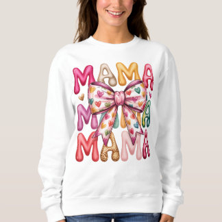 Retro Hart Boog Mama Gestapeld Design Trui