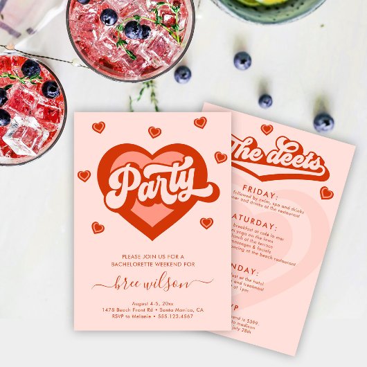 Retro Hart Bruid Bachelorette Feest Kaart