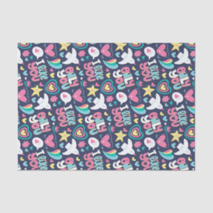 Retro Hart Romantiek Liefde Patroon Valentijnsdag Tissuepapier