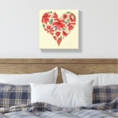 Retro hart van bloemen liefdessymbool canvas afdruk (Insitu (Slaapkamer))