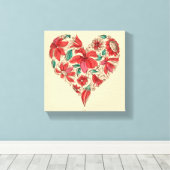 Retro hart van bloemen liefdessymbool canvas afdruk (Insitu (Houten vloer))