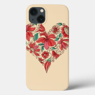 Retro hart van bloemen liefdessymbool iPhone 13 hoesje