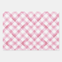 Retro Harten Kerstboom Roze en Grijs Inpakpapier Vel