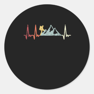 Retro hartslag wandelen klimmen bergpuls ronde sticker