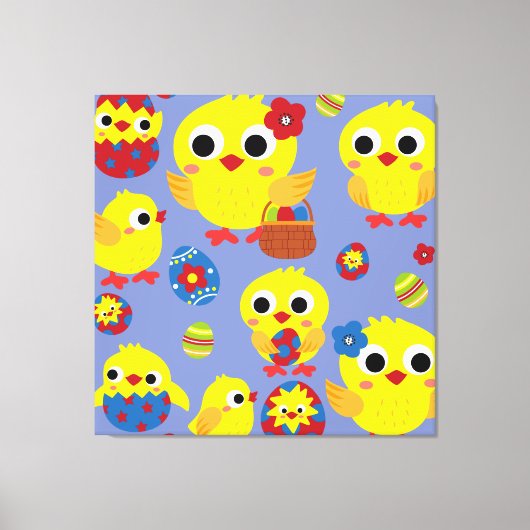 Retro Hatch Easter Eggs Canvas Afdruk (Voorkant)