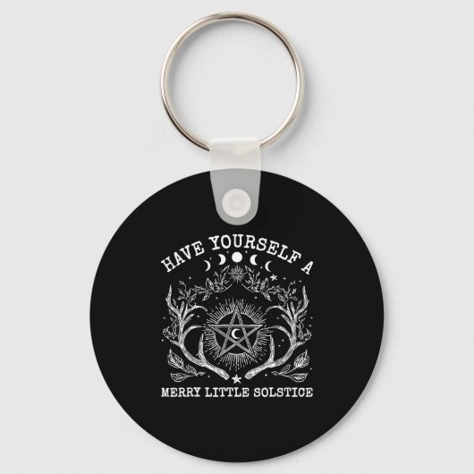 Retro Have Yourself A Merry Little Solstice Yule C Sleutelhanger (Voorkant)