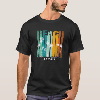 Retro  Hawaii HI Beach Palms Surf Vacking T-shirt
