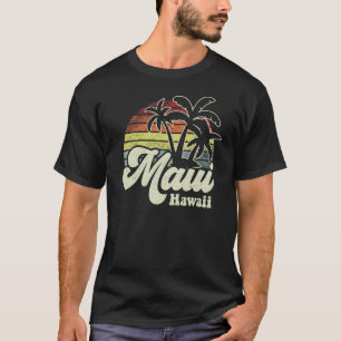 Retro Hawaii Maui Hawaiian Beach Palm Trees T-shirt