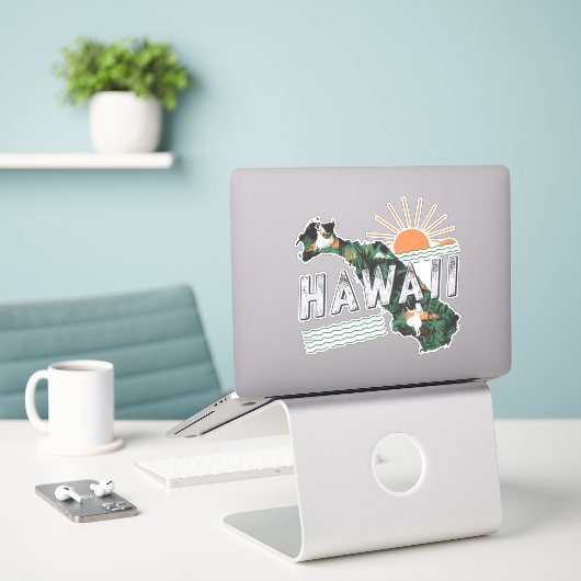 Retro Hawaii Sticker (Laptop op bureau)