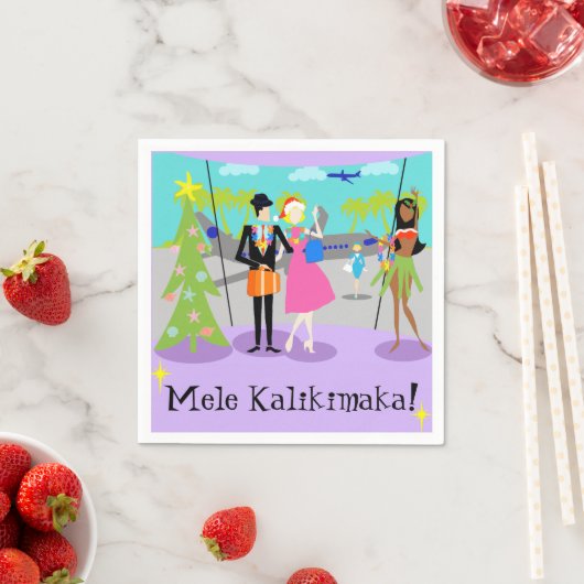Retro Hawaiian Christmas wegwerp servetten (Insitu)