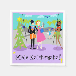 Retro Hawaiian Christmas wegwerp servetten