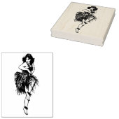 Retro Hawaiian Dancer Rubber Art Stempel (Gestempeld)