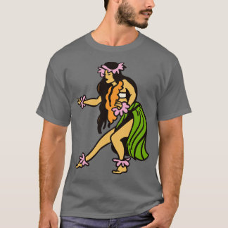Retro Hawaiian Hula Meisje Illustratie T-shirt