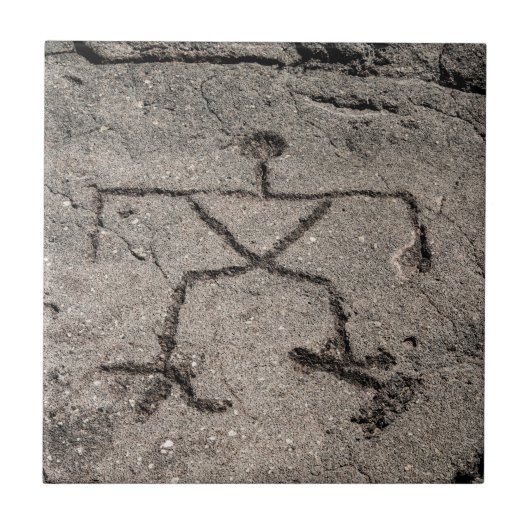 Retro Hawaiian Petroglyph -  Petroglyphs Tegeltje (Voorkant)