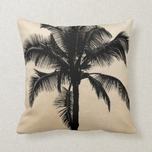 Retro Hawaiian Tropical Palm Tree Silhouette Black Kussen