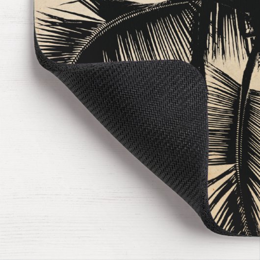 Retro Hawaiian Tropical Palm Tree Silhouette Black Muismat (Hoek)