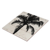 Retro Hawaiian Tropical Palm Tree Silhouette Black Tegeltje (Zijkant)