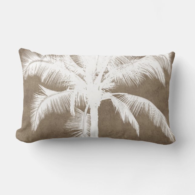 Retro Hawaiian Tropical Palm Tree Silhouette White Kussen (Voorkant)