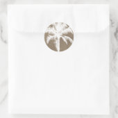 Retro Hawaiian Tropical Palm Tree Silhouette White Ronde Sticker (Tas)
