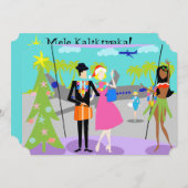 Retro Hawaiian - Uitnodiging voor Kerstmis (Voorkant / Achterkant)