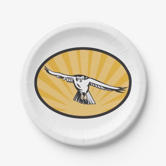 Retro Hawk Flying Papieren Bordje (Voorkant)