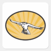 Retro Hawk Flying Vierkante Sticker (Voorkant)