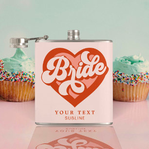 Retro Heart Bride Babe Tribe Bachelorette Heupfles