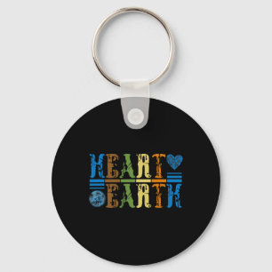 Retro Heart Earth Anagram Earth Day Liefde Sleutelhanger